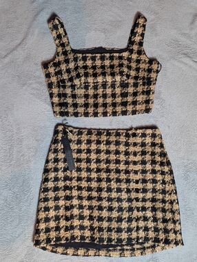 House of Harlow 1960 Black and Beige Houndstooth Set 2pc NWT